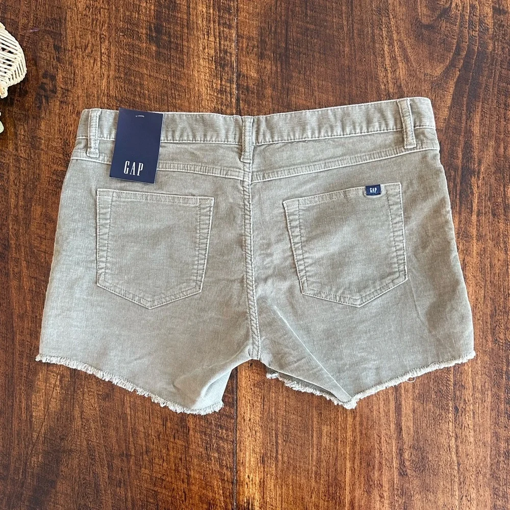GAP | Sage Green Corduroy Cut-Off Shorts with Frayed Hem, Size 8 - Picture 2 of 7